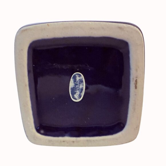 Japanese Peacock Vase Cobalt Blue VTG Tall Square Cylinder Floral Kutani Style - Picture 7 of 16